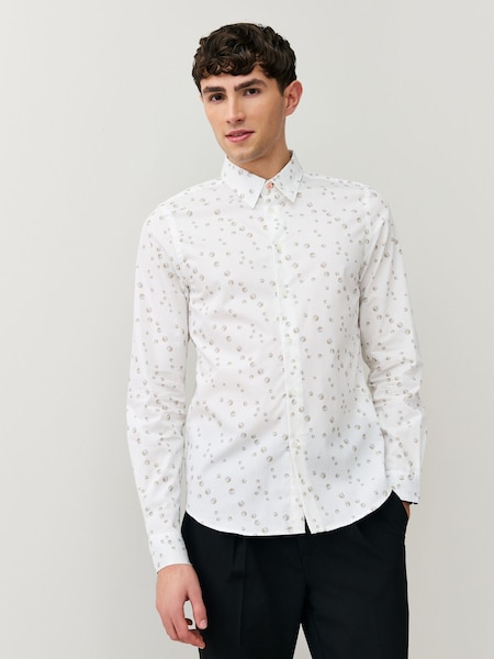 White Tailored-Fit Printed Shirt (G09320) | £145