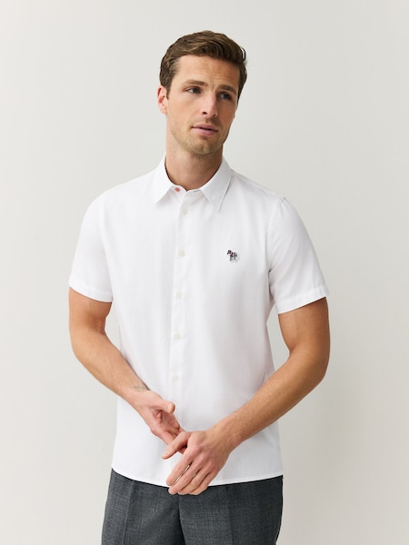 White Casual-Fit Short Sleeve Logo Shirt (G09344) | £130
