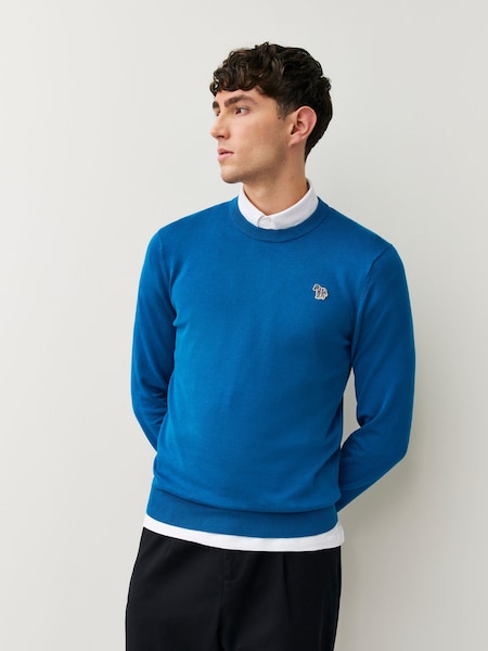 Blue Regular-Fit Crew Neck Logo Jumper (G09346) | £135