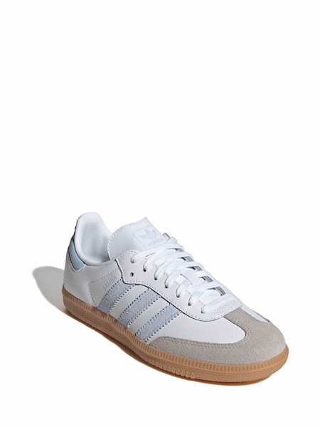 White/Grey/Pale Blue Samba OG Junior Trainers (G15667) | £70