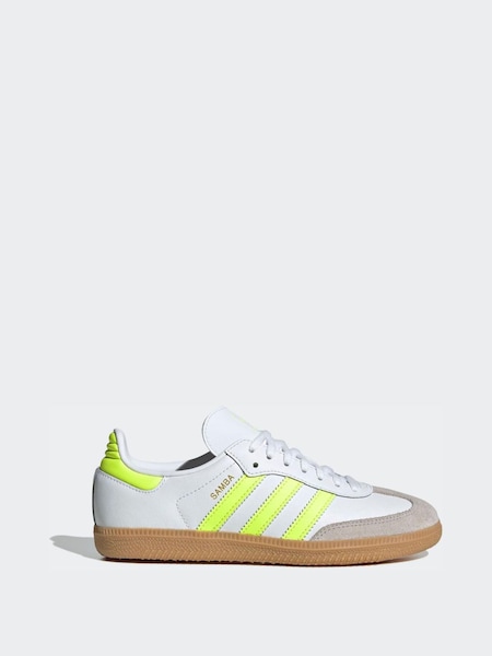 White/Lime Samba OG Junior Trainers (G15668) | £70
