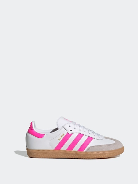 White/Pink Samba OG Junior Trainers (G15669) | £70