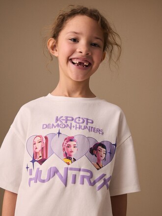 White Huntrix KPOP Demon Hunters Short Sleeve T-Shirt (6-16yrs)