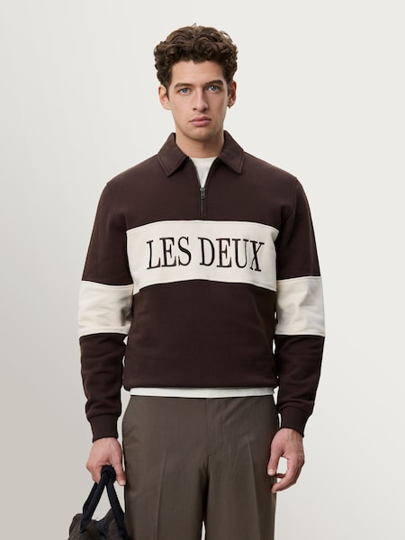 Brown - Regular Zip Rugby Sweatshirt