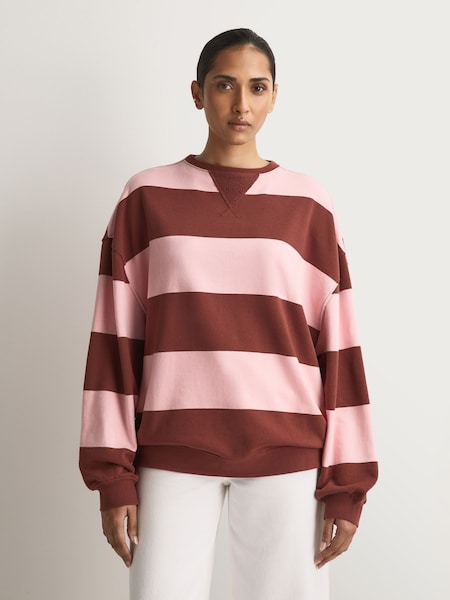 Red - Classic Wide Stripe Crew Neck Jumper