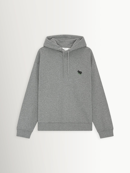 Grey - Regular David Embroidered Logo Hoodie