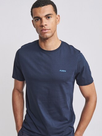 Aubin Blue Appledore Crew Neck Polo T-Shirt
