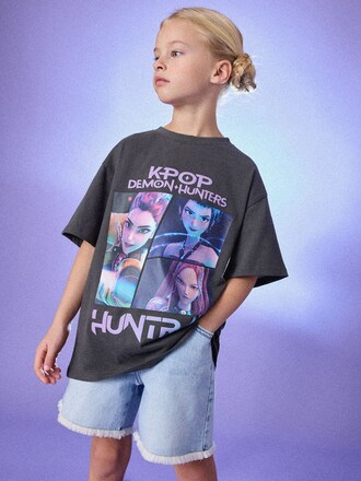 Charcoal Grey KPOP Demon Hunters Short Sleeve T-Shirt (6-16yrs)