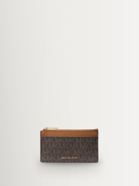 Brown/Acorn Jet Set Small Zip Key Card Case (G70391) | £70