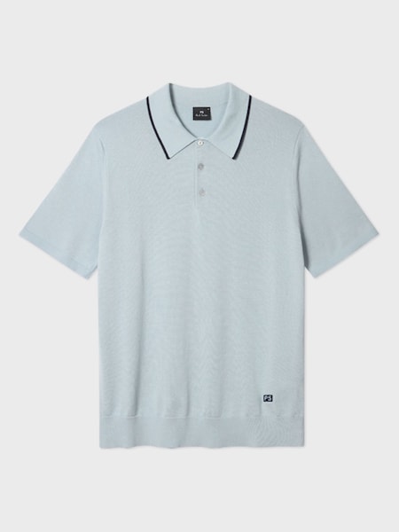 Blue Tipped Knitted Polo Shirt (G74650) | £135