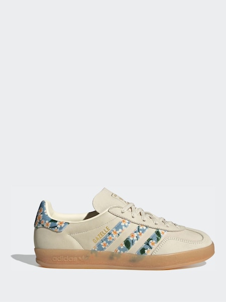 White/Gold Gazelle Indoor Trainers (G78918) | £100