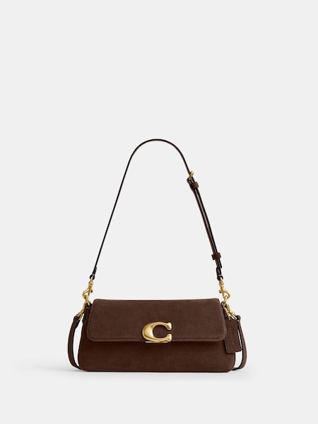 Brown - Suede Jet Shoulder Bag