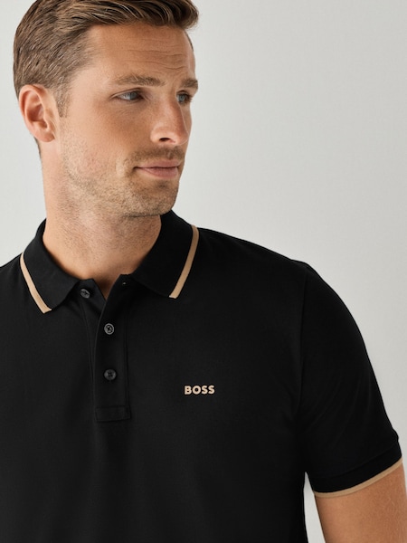 Black/Gold - Regular Regular Fit Parlay Logo Tipped Polo Shirt