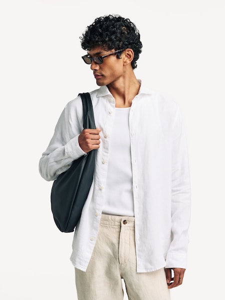 White Andrew Cut Away Collar Long Sleeve Shirt (H12681) | £135