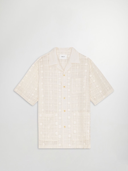 Cream Relaxed Fit Ben Short Sleeve Patterned Shirt (H12686) | £185