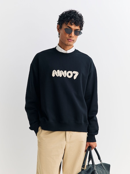 Black David Crew Neck Embroidered Sweatshirt (H12689) | £135