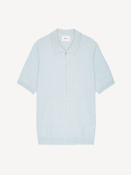 Blue Gustav Full Zip Short Sleeve Knit Shirt (H12691) | £150