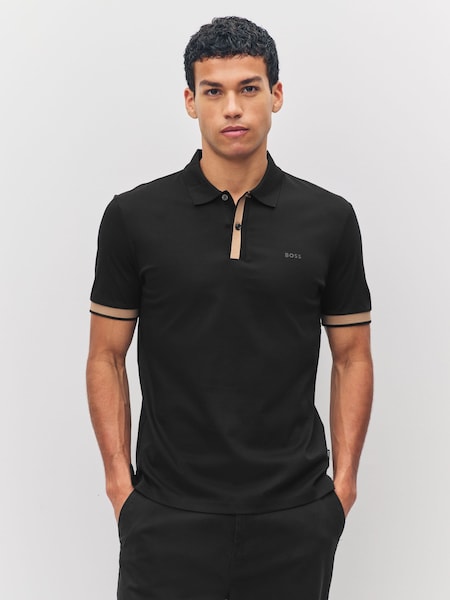 Black Phillipson Contrast Placket Polo Shirt (H12999) | £119