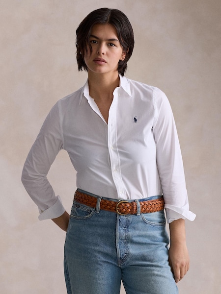 White Long Sleeve Button Front Shirt (H13110) | £165