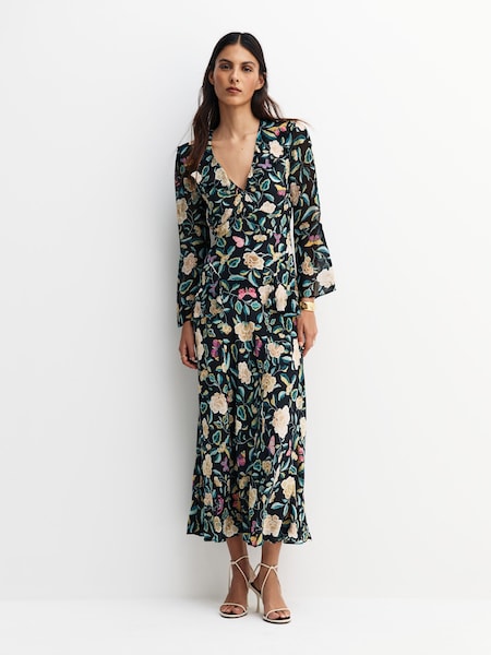 Green Cedar Butterfly Floral Print Dress (H13978) | £425