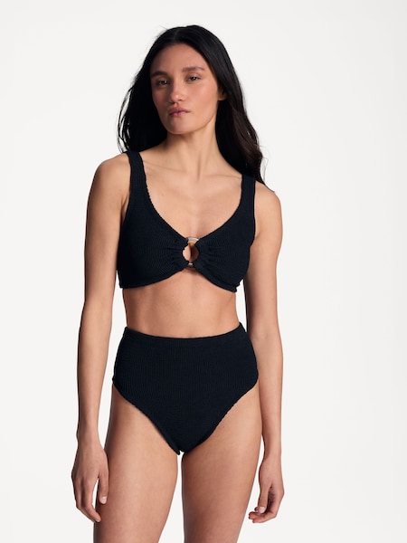 Black Nadine Hoop Crinkle Bikini Set (H15904) | £175