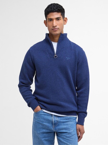 Atlantic Blue Lambswool Quarter Zip Jumper (H16036) | £100