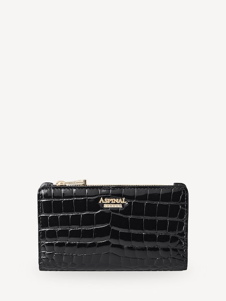 Black Mayfair Coin & Card Wallet Ivory Pnt Croc leather (H16759) | £125
