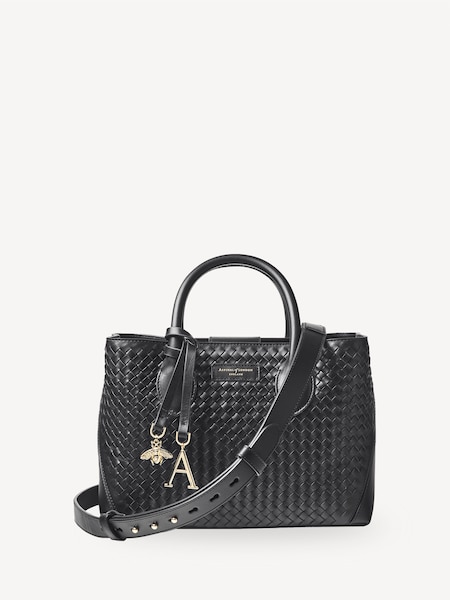 Black Tote Midi Tan Weave leather Bag (H16765) | £650