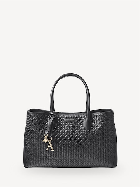 Black Tote Slot Weave leather Bag (H16766) | £750