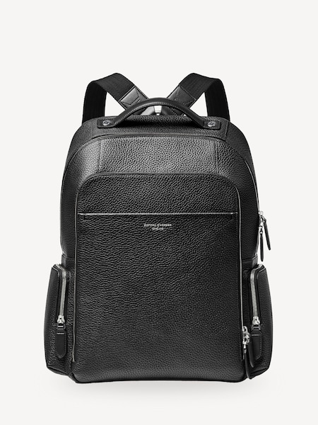 Black Reporter Zip Backpack Pebble leather Bag (H16771) | £750