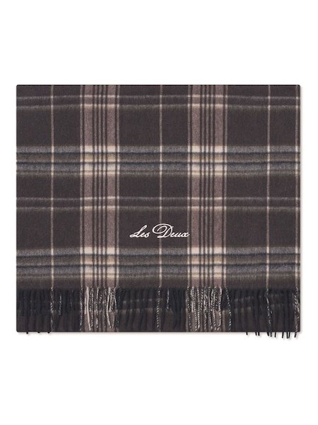 Grey Check Wool Scarf (H16990) | £70