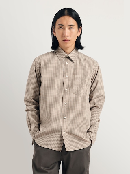 Brown Algot Poplin Check Shirt (H18518) | £170