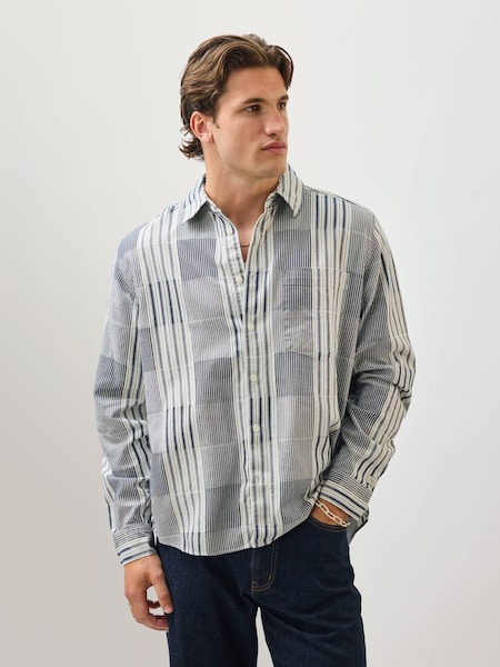 Blue Epigraph Patchwork Pearce Shirt (H20034) | £140