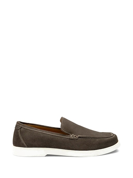 Grey Suede Apron Front Slip On Loafers (H20049) | £149