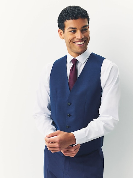 Dark Blue Slim Fit Tailored Waistcoat (H20325) | £139