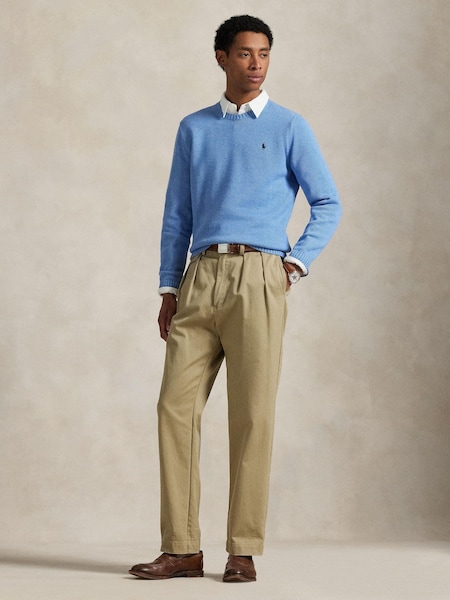 Blue Shaker Cotton Crewneck Jumper (H21695) | £185