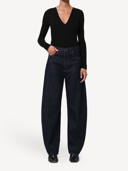 Rinse Blue Luna Pieced High Rise Barrel Taper Jeans (H23673) | £330