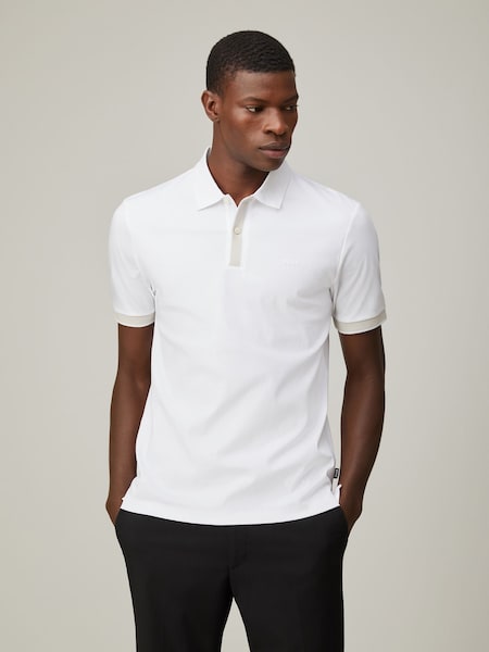 White Phillipson Contrast Placket Polo Shirt (H26226) | £119