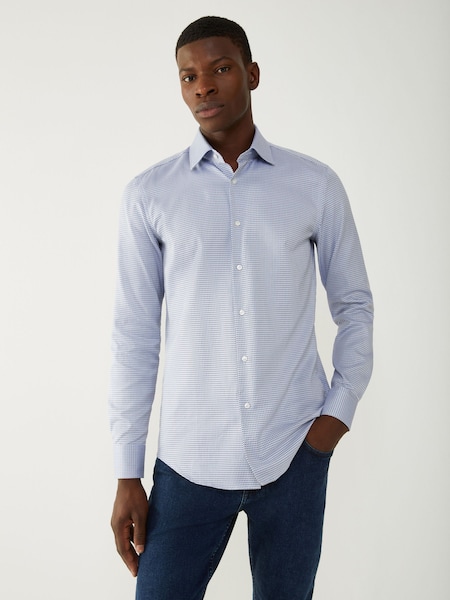 Blue Slim Fit Stretch Poplin Hank Shirt (H27109) | £159