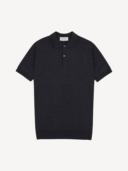 Blue Payton Short Sleeve Merino Wool Polo Shirt (H37990) | £195