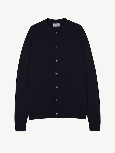 Blue Tibor Button Through Merino Wool Overshirt (H37997) | £250