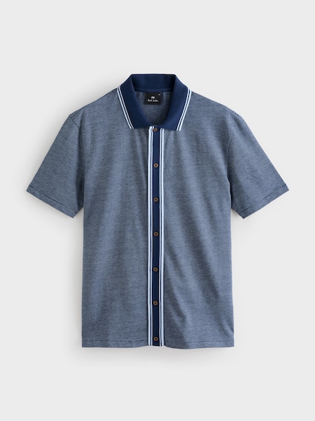 Blue Regular-Fit Button Through Polo Shirt (H39860) | £125