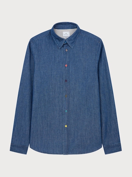 Blue Regular Fit Mid Wash Denim Shirt (H39861) | £145
