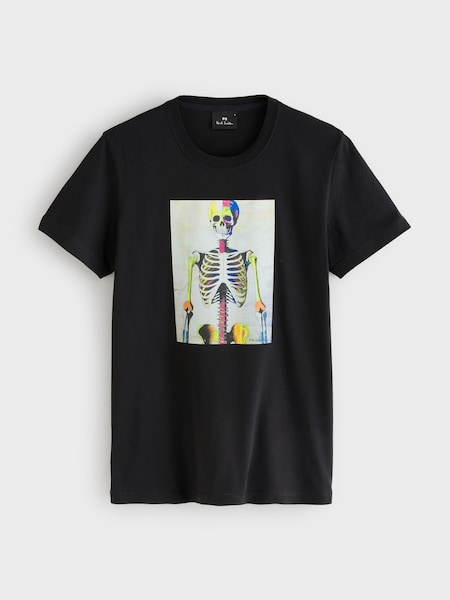Slim Fit Skeleton Graphic Print Black T-Shirt (H39929) | £80