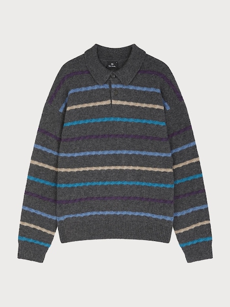 Collar Textured Stripe Black Jumper (H39932) | £225