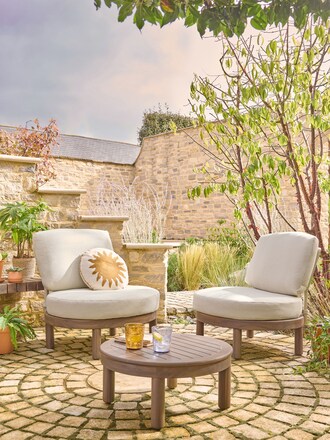 3 Piece Natural Boucle 2 Seat Florence Chairs and Table Bistro Set