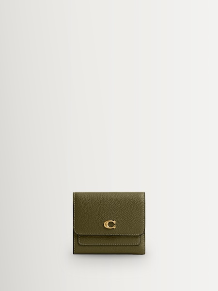Green Polished Pebble Leather Mila Small Flap Wallet (H40829) | £125