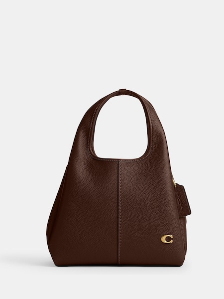 Brown Polished Pebble Leather Lana Shoulder Bag 23 (H40830) | £395