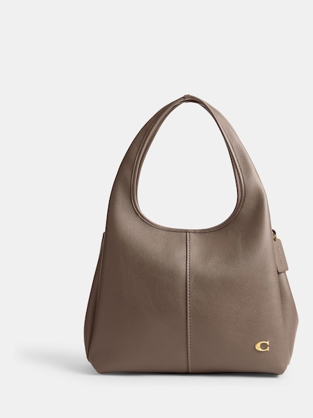Brown Polished Pebble Leather Lana Shoulder Bag (H40835) | £495