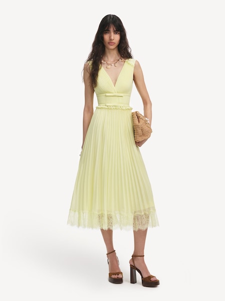 Yellow Chiffon Midi Dres (H49896) | £350